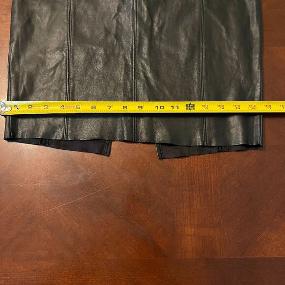 Express Womens Faux Leather Black Pencil Skirt Size 2 With Back Slit - Picture 8 of 13